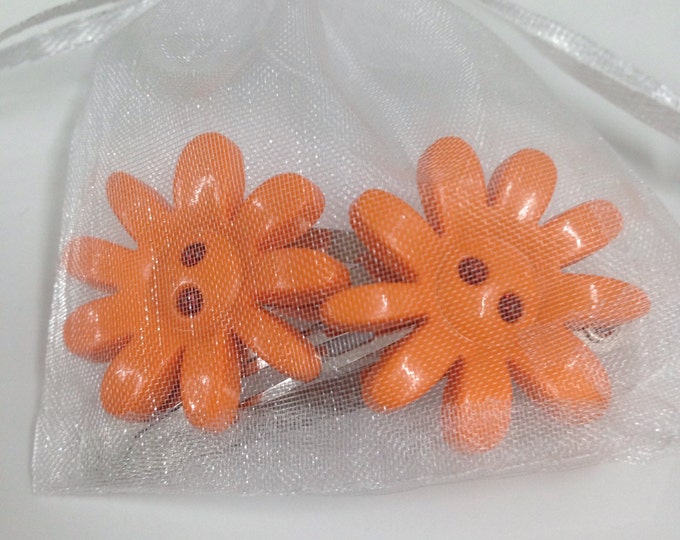Orange flower button children's hair clip, flower hair clip, children's hair accessories, orange hair clip, button hair clips