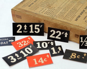 10 x Vintage General Store Price Tags Grocer Labels Grocery Store Shop Antique Shelf