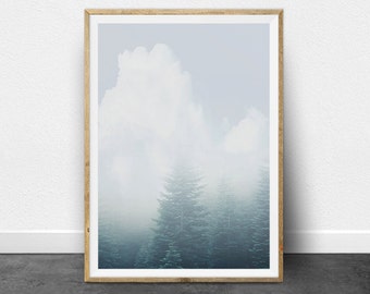 Custom Size 11 x 14 Inch, Minimalist Photography, Printable Art, Abstract, Forest, Clouds, Trees, Subtle, Tranquil, Landscape Photography