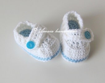 Items similar to Crochet baby boy booties. Infant boy loafers. Made to ...