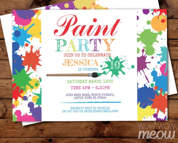 Paint Party Invite Art Birthday Invitation Any Age INSTANT