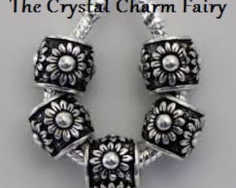 Great Spacer For Any Bracelet SUNFLOWER European Charm Spacers Fits / Big Hole Beads / Fits Pandora / European Also Necklaces