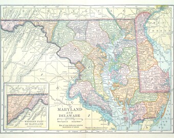 Maryland County Map Etsy Maryland County Map Etsy