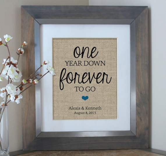 One Year Down Burlap Print, 1 Year Anniversary Gift, Gift for Husband ...