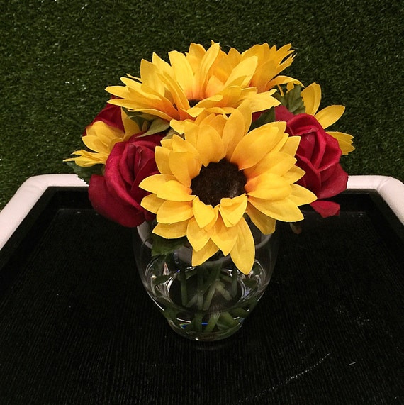 Sale Sunflower Centerpiece Silk Sunflower Arrangement Real