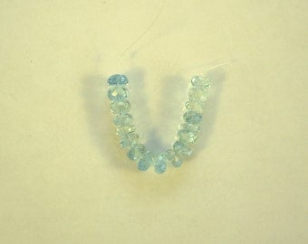 Blue aquamarine faceted rondelle beads AAA+ 5mm 2" strand