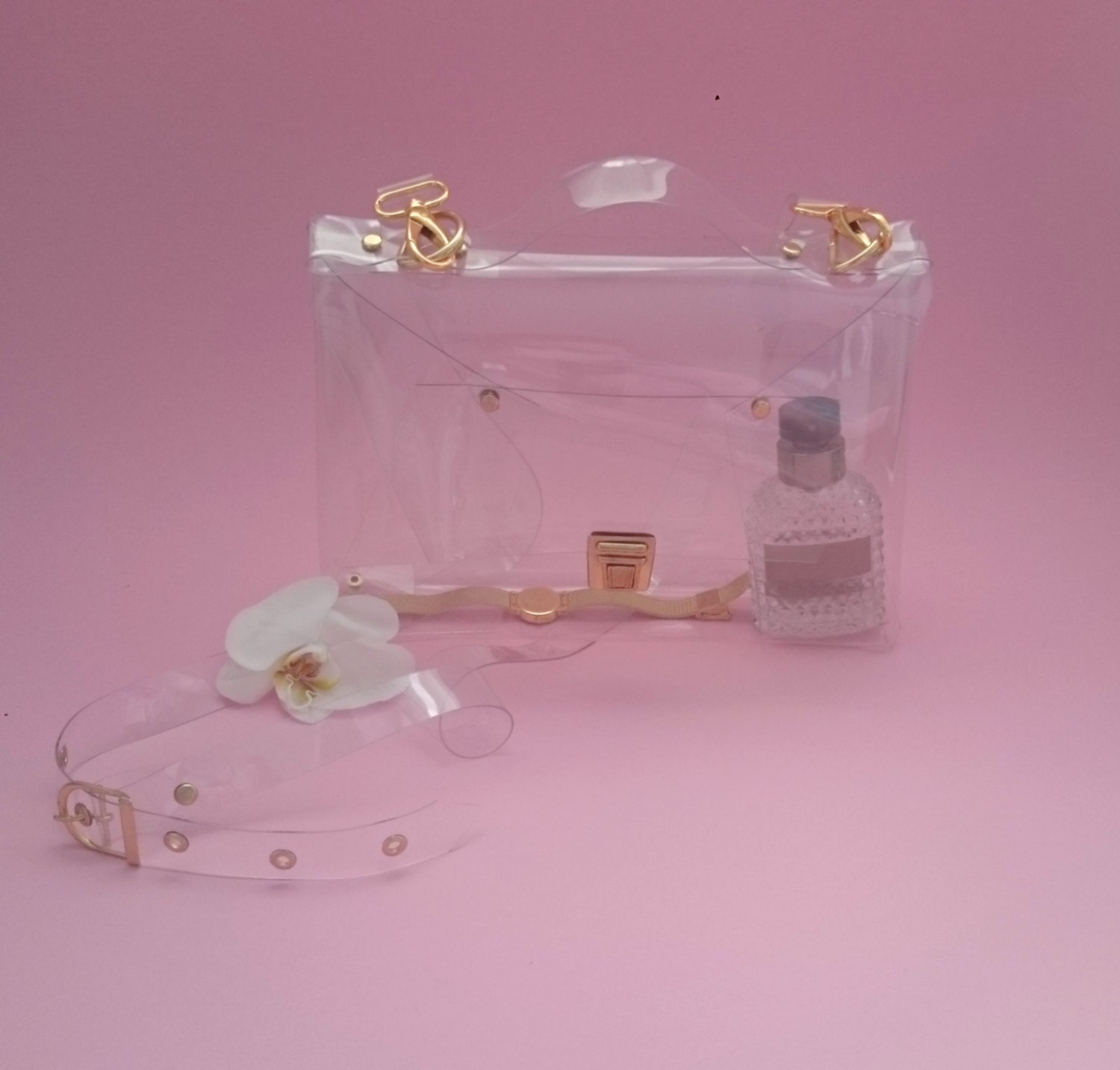 Crossbody bag Clear See Through Plastic PVC Vinyl Transparent