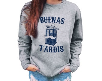Doctor Who Inspired Buenas Tardis Adult Unisex Sweatshirt
