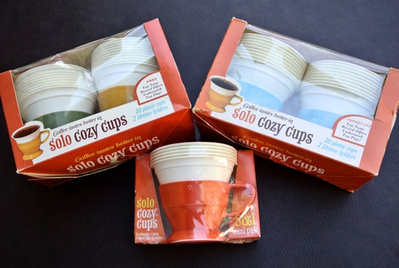 Vintage Solo Cozy Cups Set of 3 Original Packaging Green