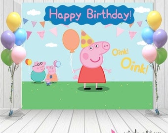 Peppa pig Birthday | Peppa Pig Backdrop | Peppa pig Banner | Happy Birthday Backdrop