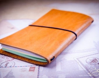 Midori Travelers Notebook 'Sonora', leather notebook cover with blank inserts, leather sketchbook, fauxdori cover, field notes, personalized