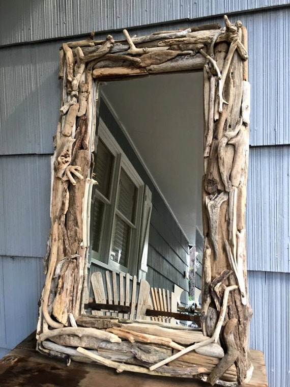 Driftwood Mirror Handmade OOAK Beach Decor Home Decor Cottage