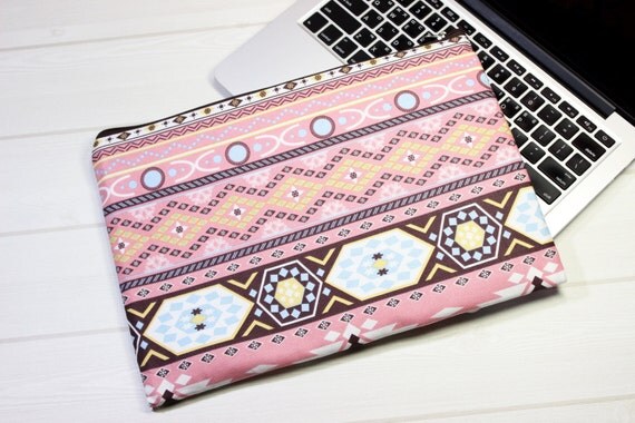 Ethnic laptop sleeve pink Macbook case zippered laptop case