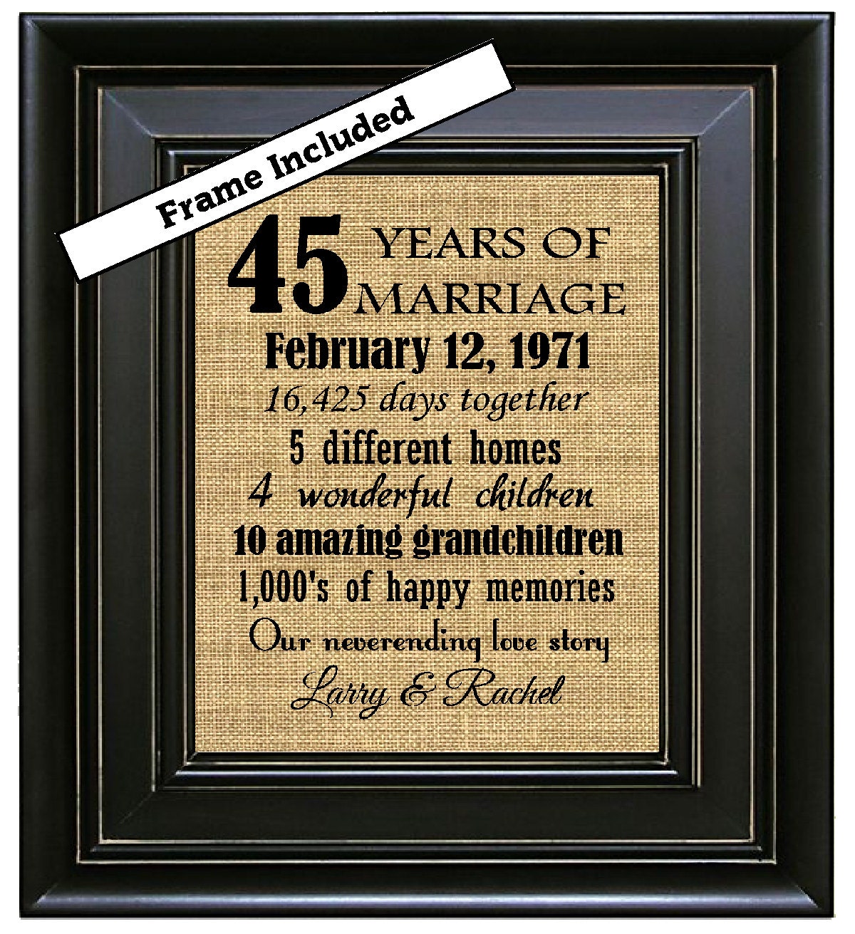 45 Years Anniversary Gifts
 FRAMED 45th Anniversary Gift 45 Year Anniversary by