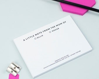 From The Mum Of… Notepad - Classic Design - Personalised Notepad - Personalised Stationery - Note Card