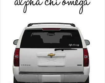 Alpha Chi Omega // A Chi O // Sorority Vinyl Car Window Decal (cursive) // Laptop Decal // Greek Letters Sticker Decal