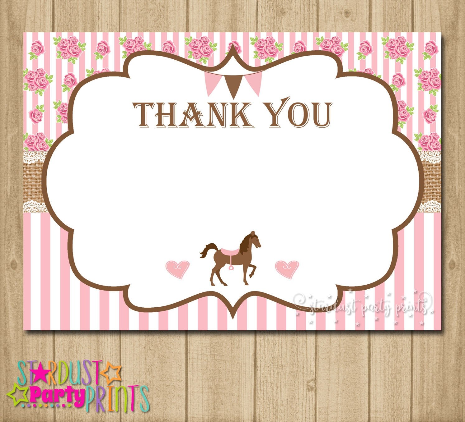 Horse Birthday Thank You Card Horse Thank You Card Saddle Up