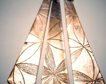 Flower of life necklace, copper necklace, geometric pattern, solid copper