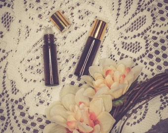 SIX (6) - 10ml Amber Glass Roller Bottle with Gold Cap