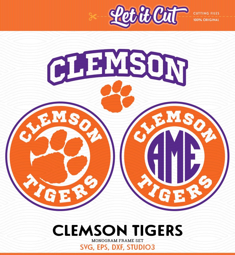 Download Clemson Tigers Monogram Frames SVG EPS DXF Studio3 Paw