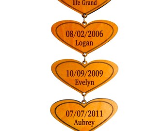 Custom Gift To GrandParents,Personalized Grand Kids Life's Greatest Blessing,Grandpa and Grandma Gift,Grand Kids Names,Birthdays Wall Hearts