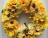 Spring wreath, summer wreath, front door wreath, spring wreaths for front door, floral spring wreath, summer wreaths for front door, yellow Spring wreath, summer wreath, front door wreath, spring wreaths for front door, floral spring wreath, summer wreaths for front door, yellow