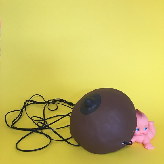 DARK BROWN BOOB planter / hanging planter / hanging boob