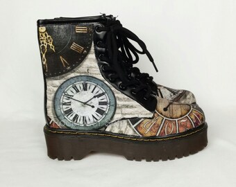 Steampunk boots, Steampunk shoes, Steampunk, Clock, women shoes, alternative, gift for her, women boots, alternative style, vintage boots