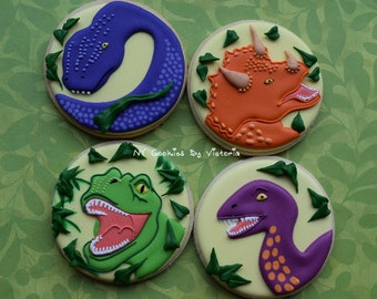 24 Dinosaur Cookies - 2 Dozen for a Dinosaur Theme Party or School Party