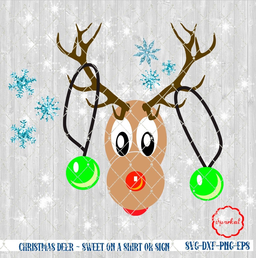 Download Reindeer with Red Nose SVG File Ornament Cut Files Vector