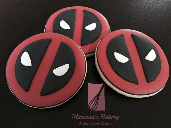 Deadpool cookies Deadpool favor sugar cookies 1 by MarianasBakery