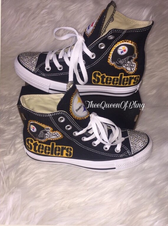 Pittsburgh Steelers custom converse by TheeQueenOfBling on 