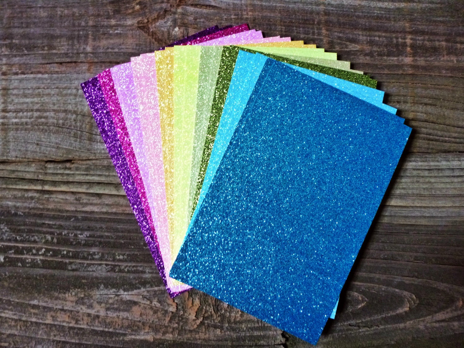 Rainbow Glitter Notecards Blank One Sided Glitter Cardstock for