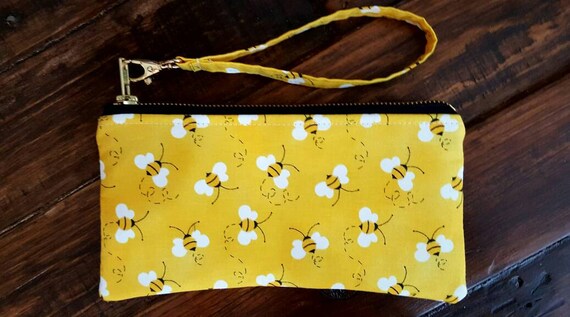 Bumble Bee Wrislet Cell Phone Wallet Small Purse Purse with