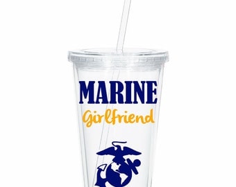 Personalized Marine Girlfriend, Tumbler Marine Wife,Marine Wife, Marine Girlfriend Deployment Gift, Deployment tumbler, Military Spouse