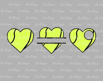 Tennis heart SVG DXF EPS, split tennis svg, tennis file, tennis monogram,tennis love, files for Cricut, Sihouette files, svg files