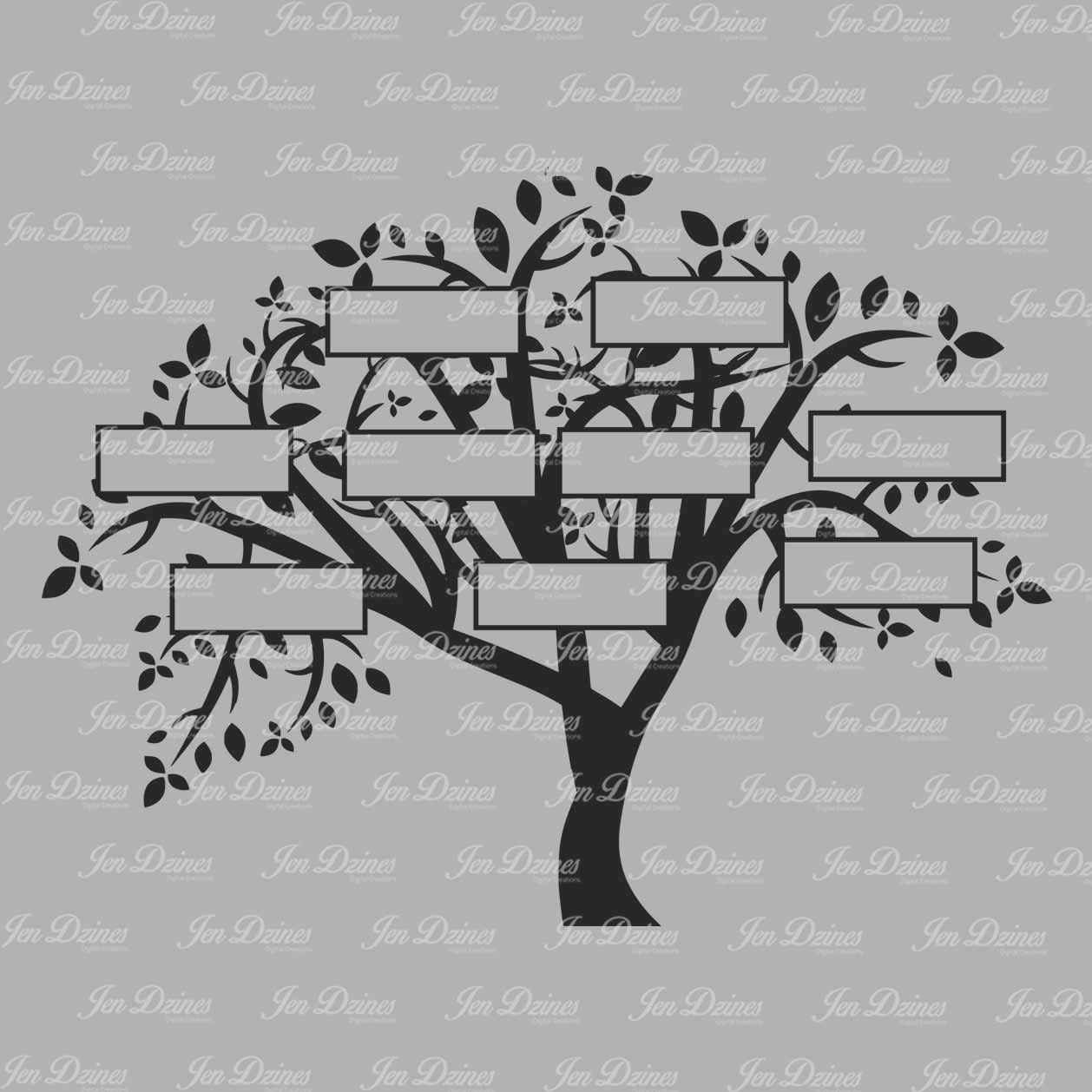 Download Family Tree 9 Names SVG DXF EPS family tree files by JenDzines