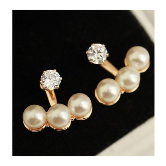 Pearl jacket Earrings rhinestone jacket earrings pearl