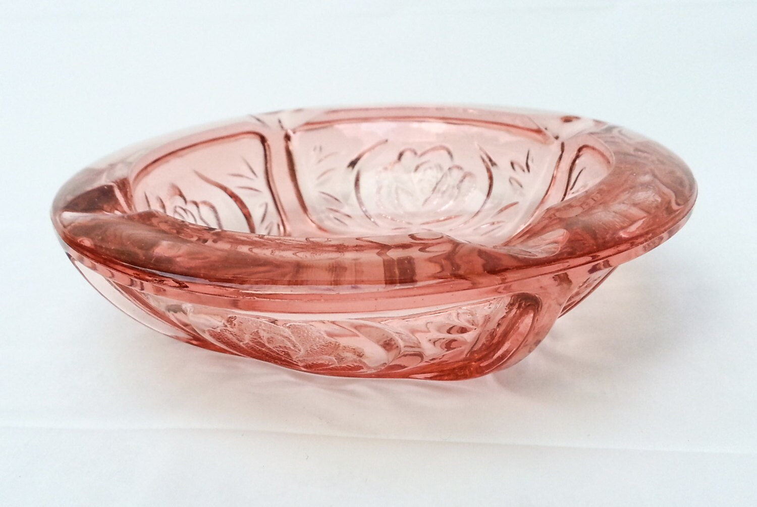 Pink Rose Depression Glass Ashtray/Candy Dish Haute Juice