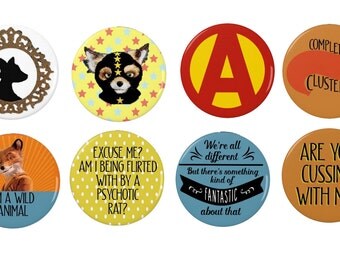 Fantastic Mr Fox - Badge/Fridge Magnet Set - Pin Back Badge - Wes Anderson
