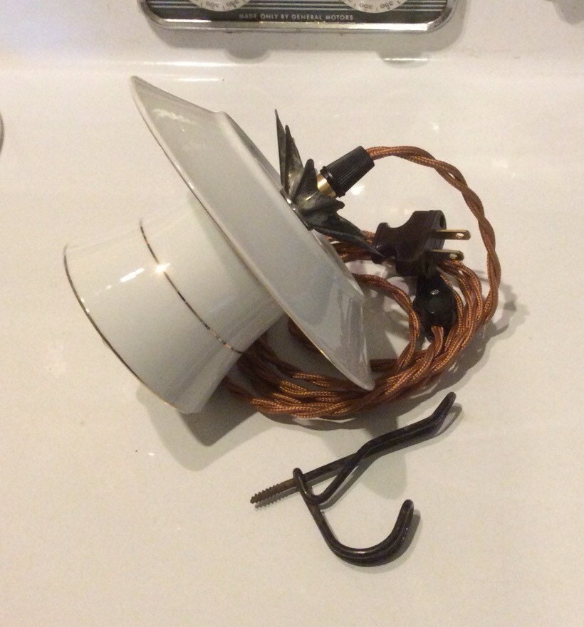 Handmade Tea Cup and Saucer Light Fixture with Cloth Covered