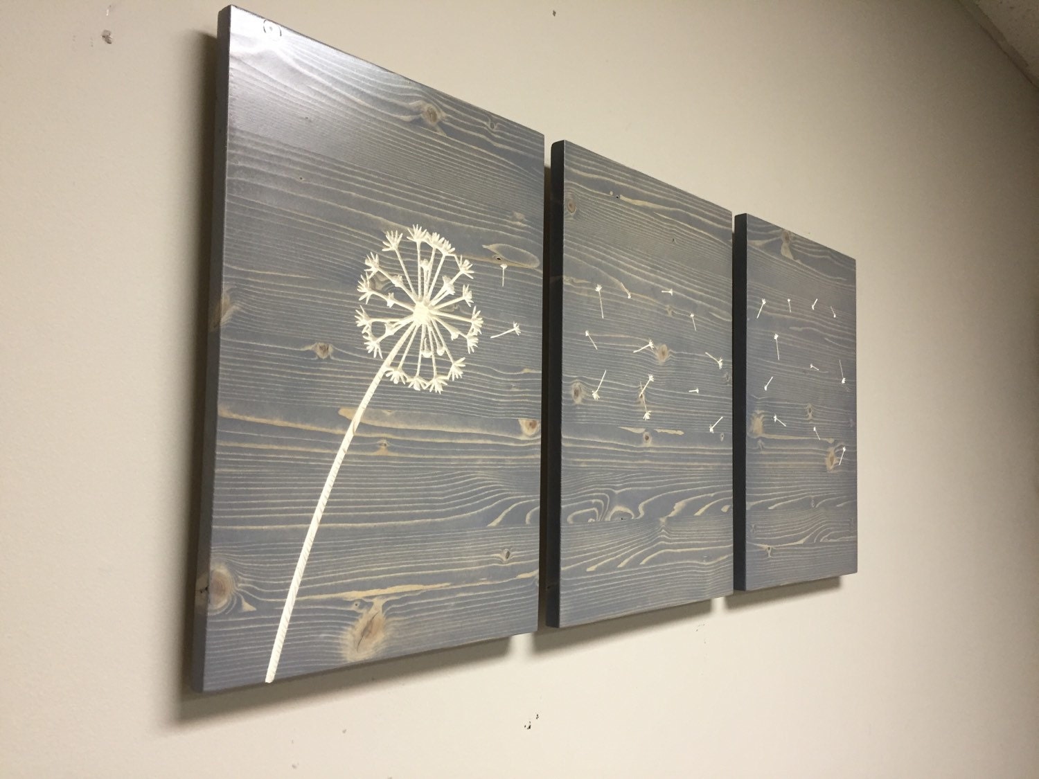 Dandelion Wall Art wood Engraved Carved hanging sign by HowdyOwl