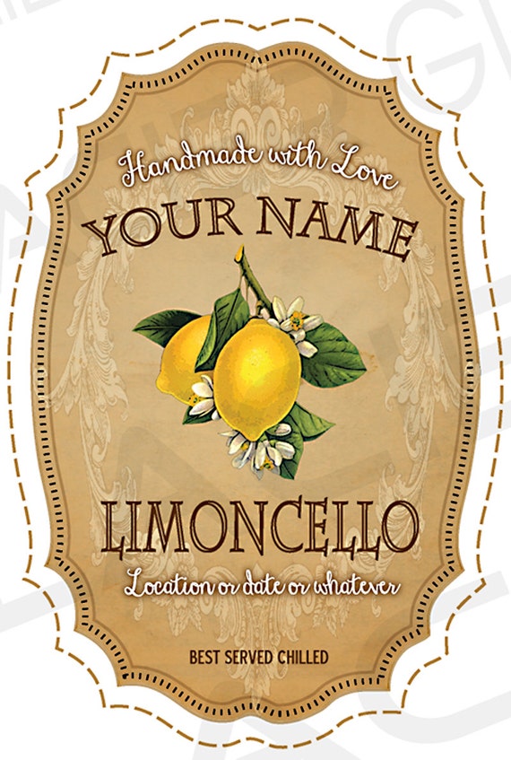 customized vintage limoncello labels digital diy wedding gift