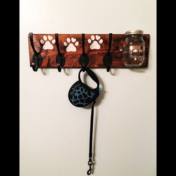 Dog leash holder wall mounted mason jar by palletinspirations