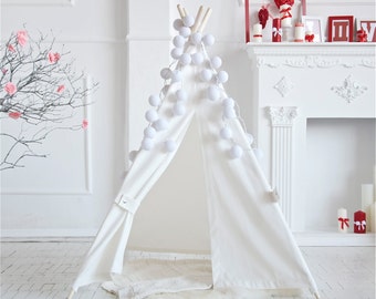 White canvas teepee, childrens teepee, kids teepee, play tent, play house, gift for kids, baby girl, baby boy, tipi, teepee tent