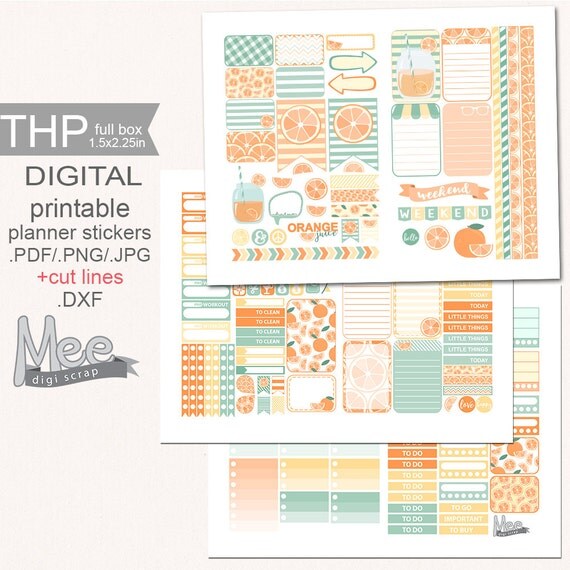 orange juice planner stickersprintable summer stickersthp