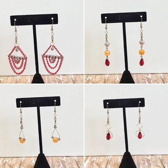 Mix and Match Earrings Maroon Earrings by AmethystGraceJewelry