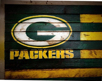 Green Bay Packers Flag, Green Bay Packers Sign, Green Bay Packers Wood Sign, Green Bay Packers Wood Flag, Vintage Green Bay Packers