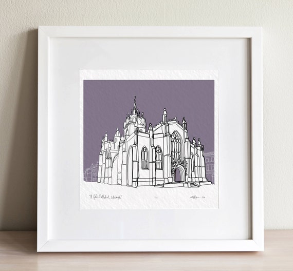 Edinburgh St Giles Cathedral doodle print by ArtbyFlynn on Etsy