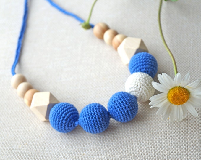 Teething necklace / Nursing necklace / Babywearing necklace - Blue simphony